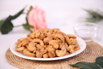 Grilled cashew nuts in a bowl