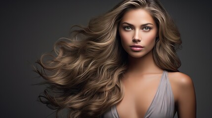 Naklejka premium Young Blonde Woman in Gray Top