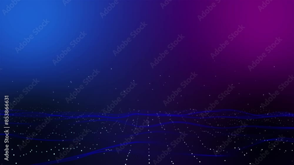 Poster light trail particles bright beams falling down and light digital data flow line landscape backgroun