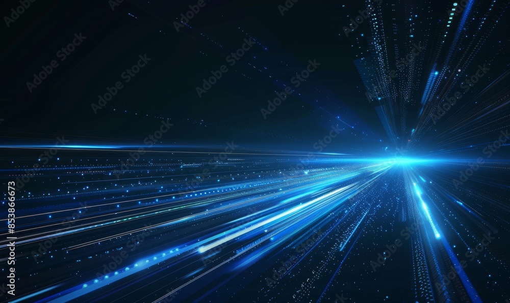 Poster an abstract futuristic dark background with a neon blue glow. produced with artificial intelligence.