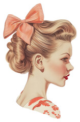 Naklejka premium PNG Vintage illustration of ribbon bow adult art accessories.
