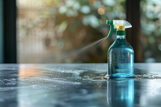 Water bottle sprayer on table
