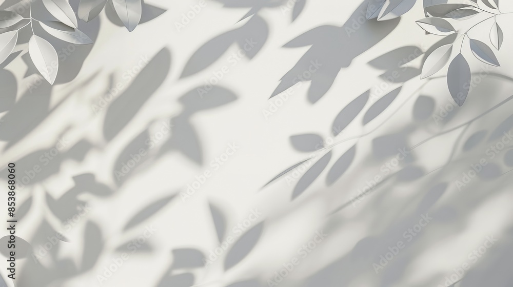 Poster white wall with soft shadows from windows and light from windows for a minimalist product presentati