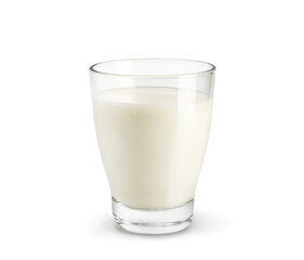 Glass of fresh milk isolated on white background