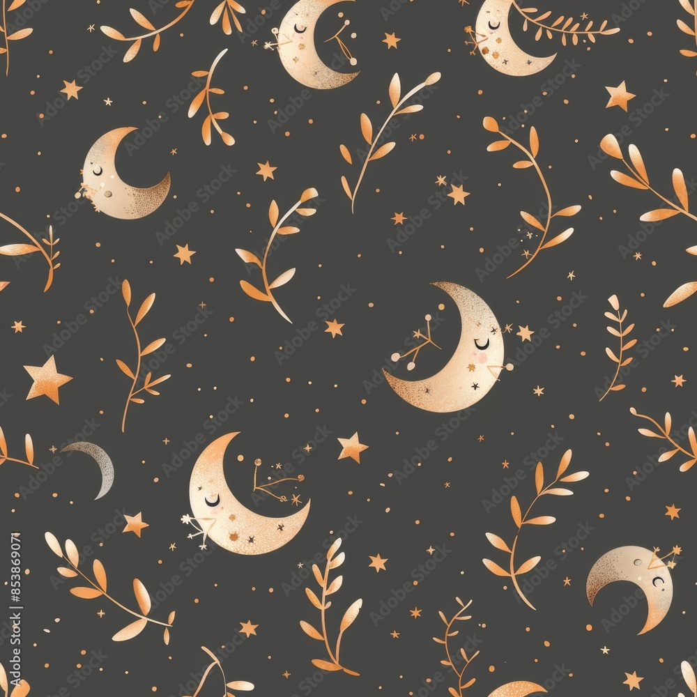 Poster the witchy seamless pattern, celestial pattern design vector, bohemian celestial pattern modern