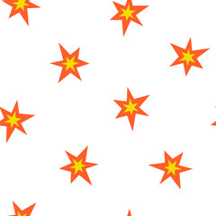 Hand drawn cute cartoon seamless pattern with fire from explosion. Flat vector danger explosive weapon print in colored doodle. Stress or problem. Event deadline background, wrapping or wallpaper.