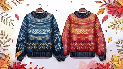 Cozy winter sweater flat design top view