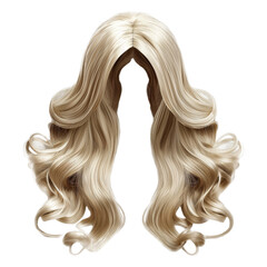 woman female wig long blond hair hairstyle smooth silky with curve,   PNG transparent background