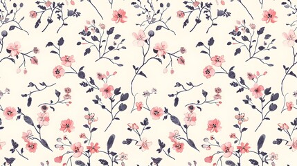 Charming Pink and Purple Floral Blossom Botanical Spring Pattern