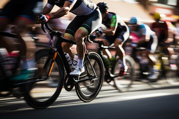Fototapeta premium Bicycle marathon race on summer day. Generative AI