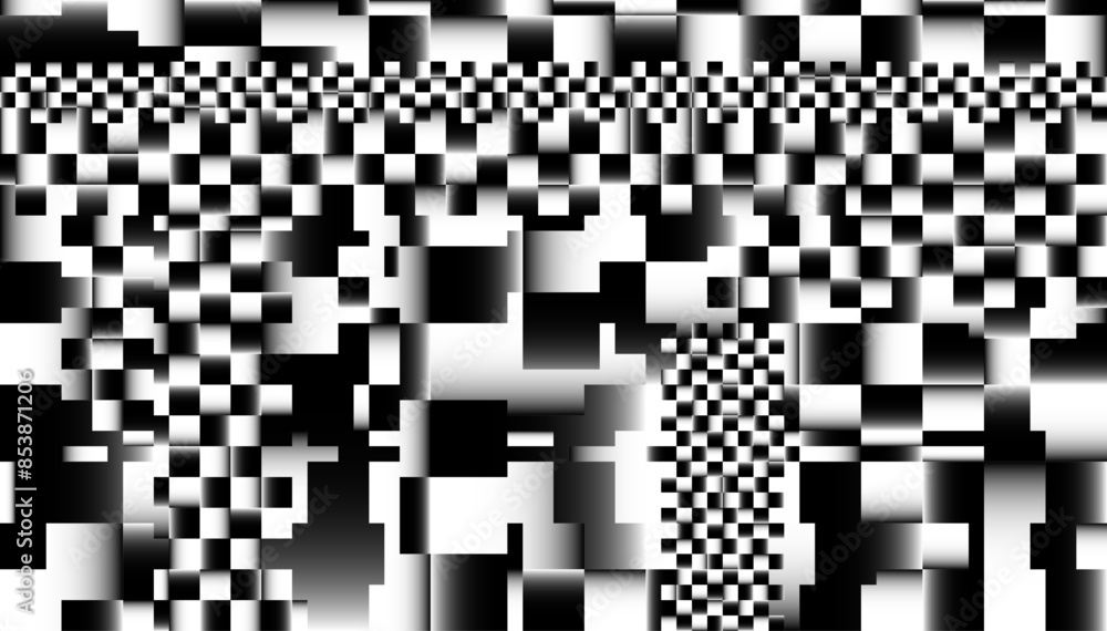 Poster glitch checkered pixels pattern. pixel art chaotic glitchy background. 90s cctv vhs screen vibe. vec