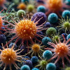 Close-up of cells and organisms