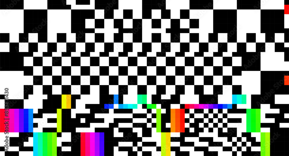 Aufkleber weird pixels glitch effect abstract background. glitched stripes and random pixels television screen