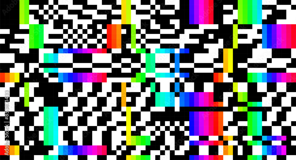 Aufkleber weird pixels glitch effect abstract background. glitched stripes and random pixels television screen