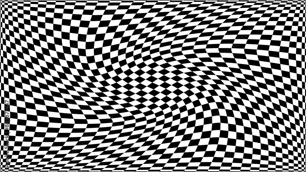 Aufkleber abstract black and white pattern with warped pixel grid. contrasty optical psychedelic illusion. opt