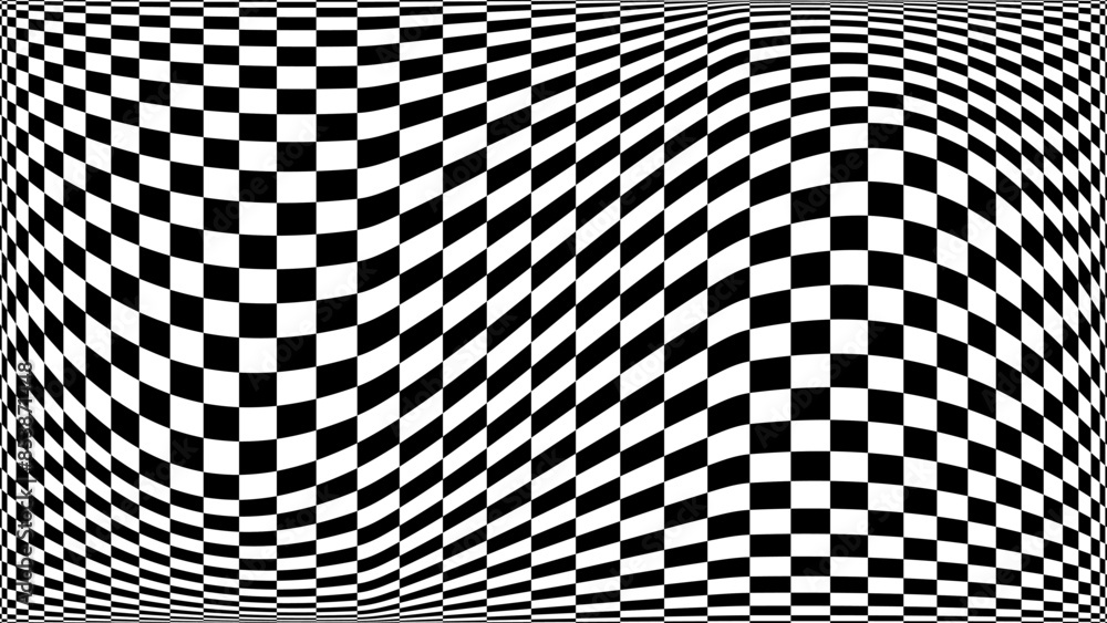 Aufkleber abstract black and white pattern with warped pixel grid. contrasty optical psychedelic illusion. opt