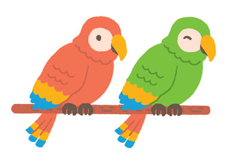 手描きのオウムたち