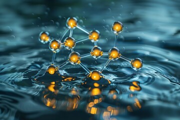 Close-up molecule water spheres