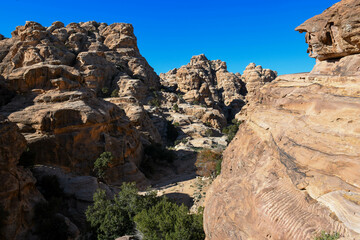 View at the canyon of small Petra in Jordan