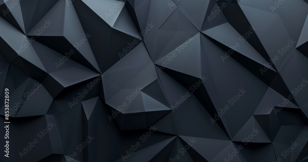 Poster artificial intelligence generated black geometric background from polygons.
