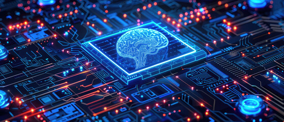 Blue advanced equipment future technology themed super computer background and interface for Generative Artificial Intelligence Room Backend Management System