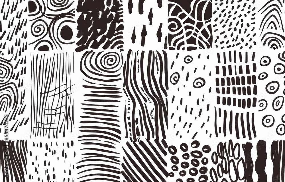 Poster a hand drawn hatching technique, geometric shapes crosshatch strokes, simple sketch design elements.