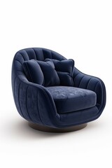 A blue chair with a pillow on it
