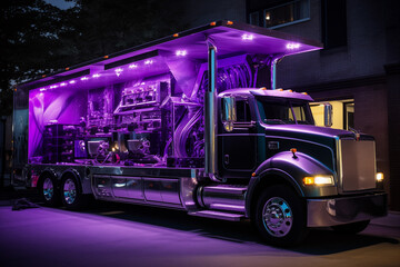 Lorry truck with multimedia adjustable electronics. Generative AI