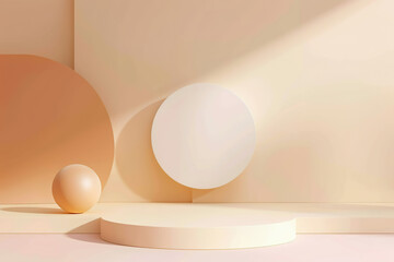 Minimalist Geometric Abstract Background with 3D Shapes and Warm Tones