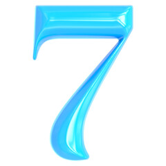Blue Number 7 3D Render