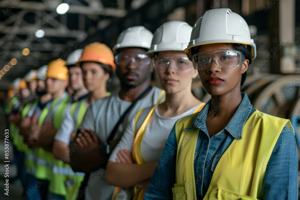 Poster engineers with full skills for maintenance and training in industry factory workers, warehouse opera