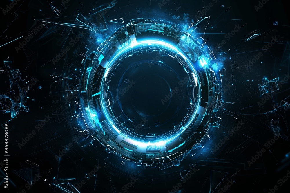 Poster the abstract technology user interface, futuristic hologram elements of data charts, communication, 
