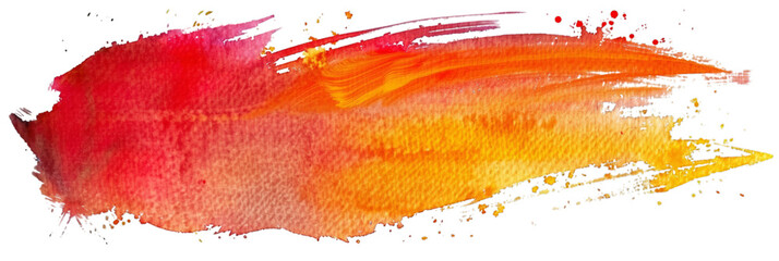 Vibrant Brush Stroke in Fiery Red and Orange Hues Abstract Watercolor Art for Creative Design