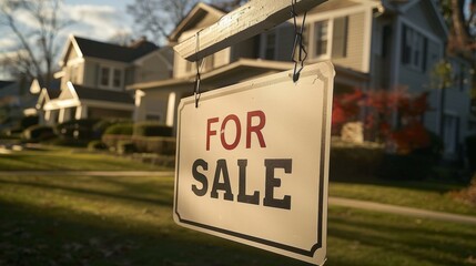 Fototapeta premium House for sale, sign says 