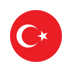 National Flag of Turkey. Turkey Flag. Turkey Round flag.
