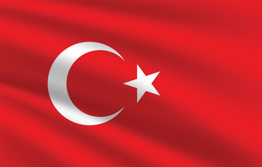 National Flag of Turkey. Turkey Flag. Waving Turkey flag. 
