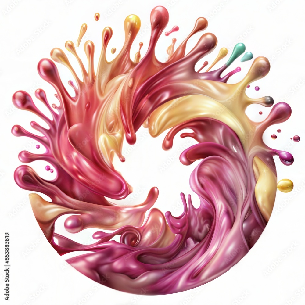 Poster a vibrant and dynamic abstract swirling vortex of colorful splashes.