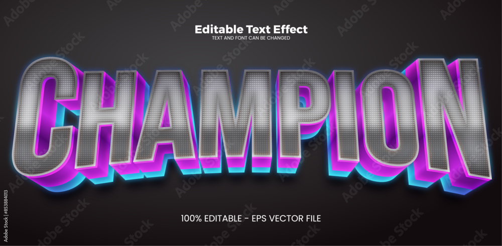 Wall mural champion editable text effect in modern trend style - Wall murals