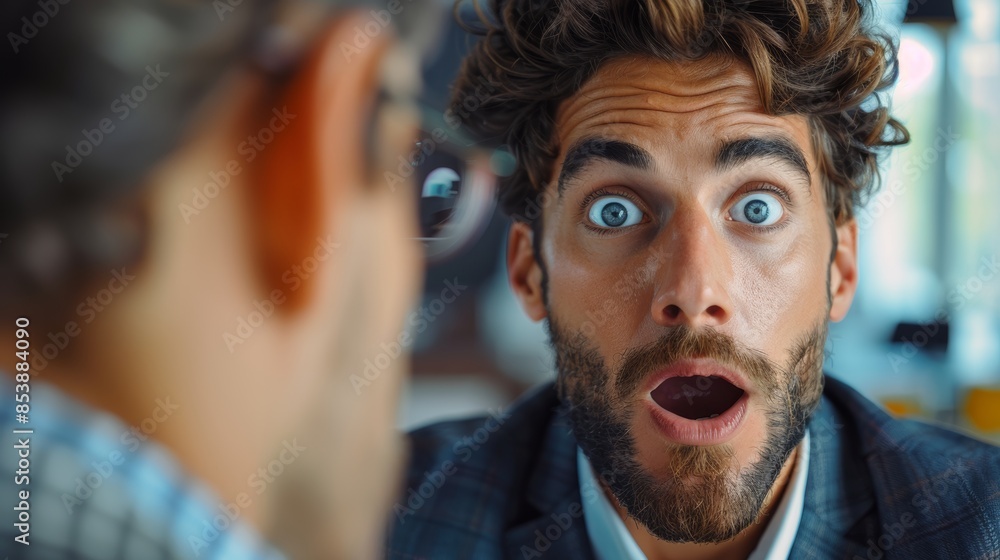 Canvas Prints man in suit with surprised face, talking