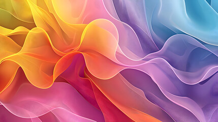 Obraz premium A vibrant abstract composition of flowing translucent fabric, reminiscent of a colorful aurora borealis. The ethereal folds and smooth gradients create a mesmerizing visual symphony