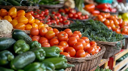  Seasonal vegetables displayed in a market stall 