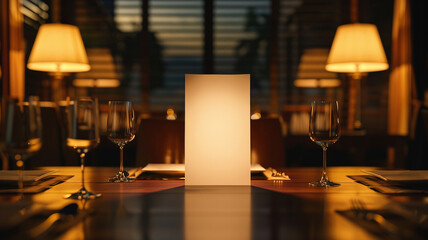 empty paper in the middle of elegant dinner table