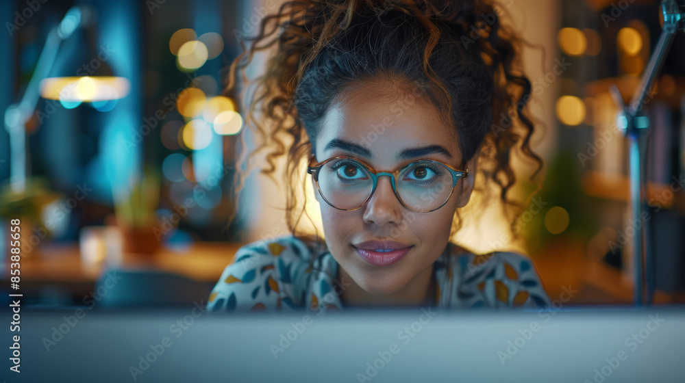 Canvas Prints portrait of a person in a cafe , with laptop