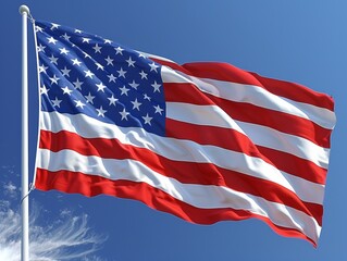 Fototapeta premium USA flag, blue sky