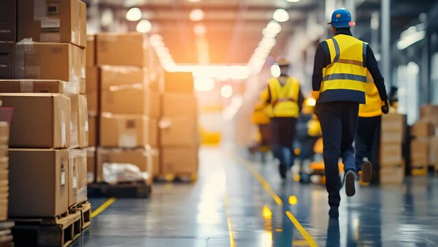 Dynamic Warehouse Scene: Moving Boxes with Team