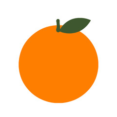 An orange fruit with a green leaf