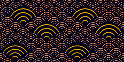 Seamless japanese waves pattern vector