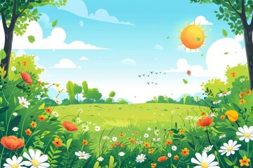 Summer Background illustration created with Generative AI