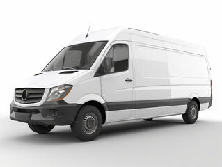 Naklejka premium Delivery van on white. Commercial Shipping service company, delivery of van