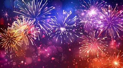 Fototapeta premium Spectacular Fireworks Display - Generative AI